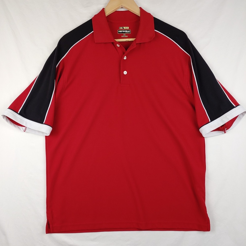 Bolle Tech Golf Polo Shirt Mens Medium Red Black Short Sleeve Casual